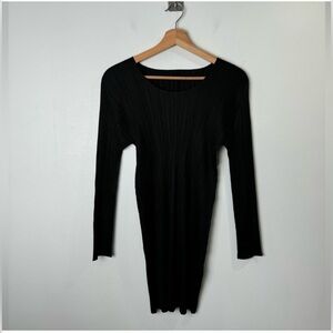 Issey Miyake Pleats Please Black Long Sleeve Mini Dress Tunic sz 3 / M